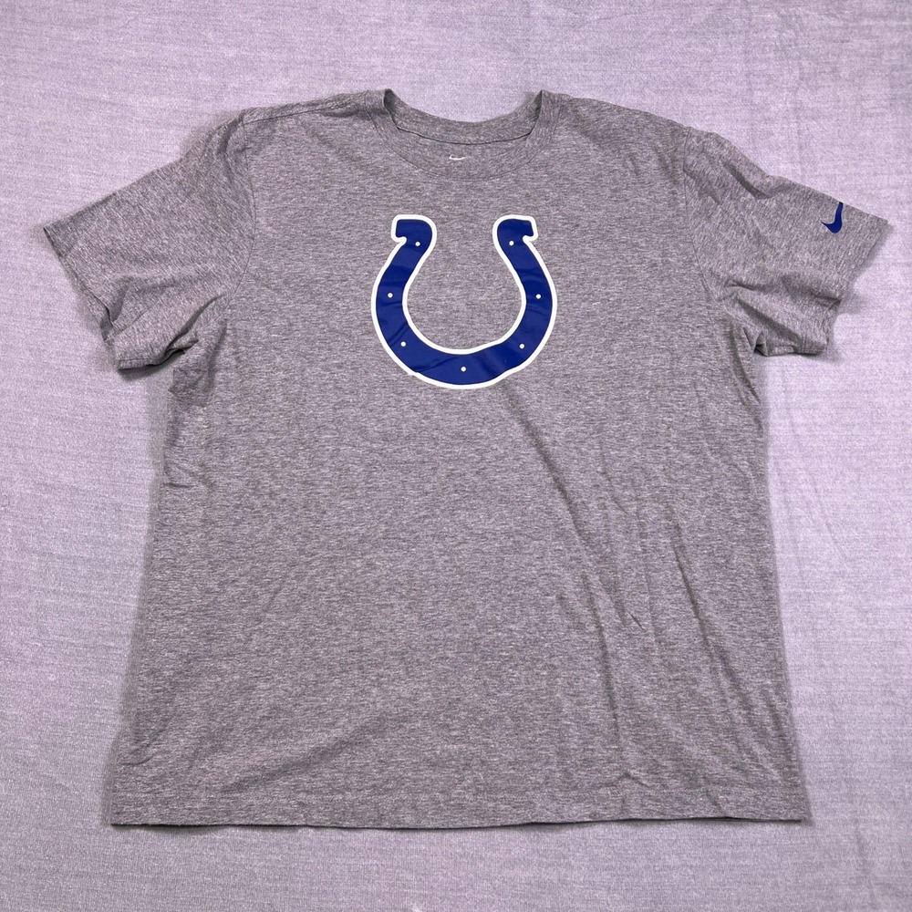 Nike Indianapolis Colts NFL Graphic Logo T-Shirt Mens Large Gray Cotton Blend